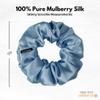 100% Pure Mulberry Silk Scrunchies  Handmade in USA  19 Momme 6A Grade Silk Hair Tie for Women & Girls  Gentle Elastic Ponytail Holder  No-Crease, Prevents Breakage & Frizz  Skinny (Air Force Blue) view 3