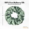 100% Pure Mulberry Silk Scrunchies  Handmade in USA  19 Momme 6A Grade Silk Hair Tie for Women & Girls  Gentle Elastic Ponytail Holder  No-Crease, Prevents Breakage & Frizz  Skinny (Seagrass) view 3