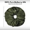 100% Pure Mulberry Silk Scrunchies  Handmade in USA  19 Momme 6A Grade Silk Hair Tie for Women & Girls  Gentle Elastic Ponytail Holder  No-Crease, Prevents Breakage & Frizz  Jumbo (Avocado) view 3