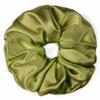 100% Pure Mulberry Silk Scrunchies  Handmade in USA  19 Momme 6A Grade Silk Hair Tie for Women & Girls  Gentle Elastic Ponytail Holder  No-Crease, Prevents Breakage & Frizz  Jumbo (Olive) view 1