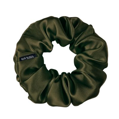 100% Pure Mulberry Silk Scrunchies  Handmade in USA  19 Momme 6A Grade Silk Hair Tie for Women & Girls  Gentle Elastic Ponytail Holder  No-Crease, Prevents Breakage & Frizz  Skinny (Avocado)