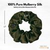 100% Pure Mulberry Silk Scrunchies  Handmade in USA  19 Momme 6A Grade Silk Hair Tie for Women & Girls  Gentle Elastic Ponytail Holder  No-Crease, Prevents Breakage & Frizz  Skinny (Avocado) view 3
