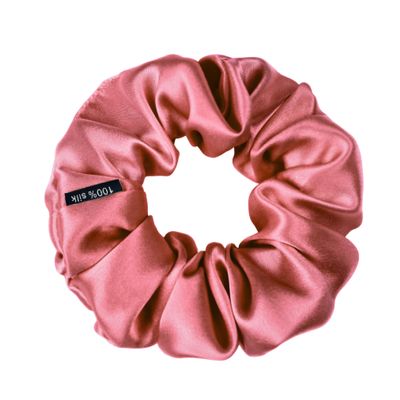 100% Pure Mulberry Silk Scrunchies  Handmade in USA  19 Momme 6A Grade Silk Hair Tie for Women & Girls  Gentle Elastic Ponytail Holder  No-Crease, Prevents Breakage & Frizz  Skinny (Punch)