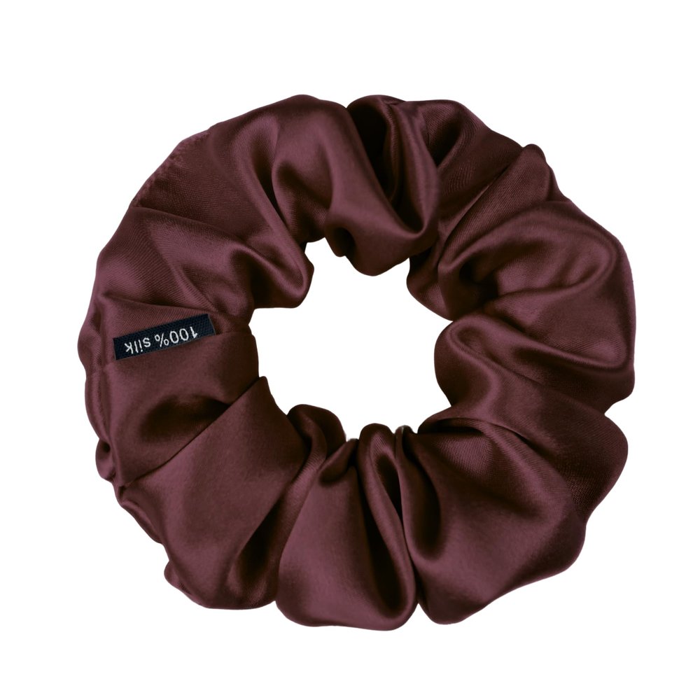 100% Pure Mulberry Silk Scrunchies  Handmade in USA  19 Momme 6A Grade Silk Hair Tie for Women & Girls  Gentle Elastic Ponytail Holder  No-Crease, Prevents Breakage & Frizz  Skinny (Cabernet)