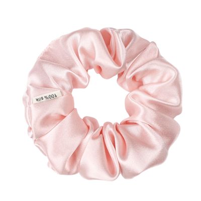100% Pure Mulberry Silk Scrunchies  Handmade in USA  19 Momme 6A Grade Silk Hair Tie for Women & Girls  Gentle Elastic Ponytail Holder  No-Crease, Prevents Breakage & Frizz  Skinny (Baby Pink)
