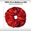 100% Pure Mulberry Silk Scrunchies  Handmade in USA  19 Momme 6A Grade Silk Hair Tie for Women & Girls  Gentle Elastic Ponytail Holder  No-Crease, Prevents Breakage & Frizz  Jumbo (Red) view 3