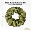 100% Pure Mulberry Silk Scrunchies  Handmade in USA  19 Momme 6A Grade Silk Hair Tie for Women & Girls  Gentle Elastic Ponytail Holder  No-Crease, Prevents Breakage & Frizz  Skinny (Olive) view 3