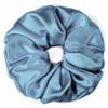 100% Pure Mulberry Silk Scrunchies  Handmade in USA  19 Momme 6A Grade Silk Hair Tie for Women & Girls  Gentle Elastic Ponytail Holder  No-Crease, Prevents Breakage & Frizz  Jumbo (Air Force Blue) view 1