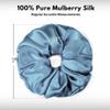 100% Pure Mulberry Silk Scrunchies  Handmade in USA  19 Momme 6A Grade Silk Hair Tie for Women & Girls  Gentle Elastic Ponytail Holder  No-Crease, Prevents Breakage & Frizz  Jumbo (Air Force Blue) view 3