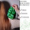 100% Pure Mulberry Silk Scrunchies  Handmade in USA  19 Momme 6A Grade Silk Hair Tie for Women & Girls  Gentle Elastic Ponytail Holder  No-Crease, Prevents Breakage & Frizz  Jumbo (Kelly Green) view 4