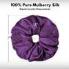 100% Pure Mulberry Silk Scrunchies  Handmade in USA  19 Momme 6A Grade Silk Hair Tie for Women & Girls  Gentle Elastic Ponytail Holder  No-Crease, Prevents Breakage & Frizz  Jumbo (Purple) view 3