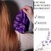 100% Pure Mulberry Silk Scrunchies  Handmade in USA  19 Momme 6A Grade Silk Hair Tie for Women & Girls  Gentle Elastic Ponytail Holder  No-Crease, Prevents Breakage & Frizz  Jumbo (Purple) view 4