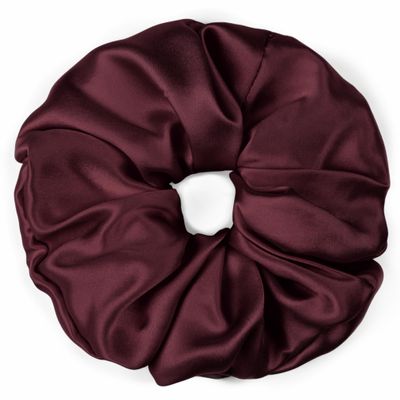 100% Pure Mulberry Silk Scrunchies  Handmade in USA  19 Momme 6A Grade Silk Hair Tie for Women & Girls  Gentle Elastic Ponytail Holder  No-Crease, Prevents Breakage & Frizz  Jumbo (Cabernet)