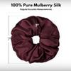 100% Pure Mulberry Silk Scrunchies  Handmade in USA  19 Momme 6A Grade Silk Hair Tie for Women & Girls  Gentle Elastic Ponytail Holder  No-Crease, Prevents Breakage & Frizz  Jumbo (Cabernet) view 3