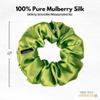 100% Pure Mulberry Silk Scrunchies  Handmade in USA  19 Momme 6A Grade Silk Hair Tie for Women & Girls  Gentle Elastic Ponytail Holder  No-Crease, Prevents Breakage & Frizz  Skinny (Lime) view 3