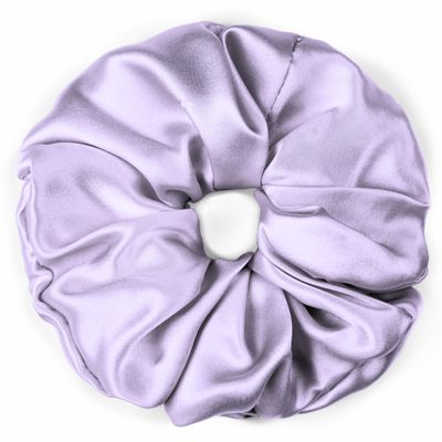 100% Pure Mulberry Silk Scrunchies  Handmade in USA  19 Momme 6A Grade Silk Hair Tie for Women & Girls  Gentle Elastic Ponytail Holder  No-Crease, Prevents Breakage & Frizz  Jumbo (Lavender)