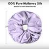 100% Pure Mulberry Silk Scrunchies  Handmade in USA  19 Momme 6A Grade Silk Hair Tie for Women & Girls  Gentle Elastic Ponytail Holder  No-Crease, Prevents Breakage & Frizz  Jumbo (Lavender) view 3