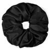 100% Pure Mulberry Silk Scrunchies  Handmade in USA  19 Momme 6A Grade Silk Hair Tie for Women & Girls  Gentle Elastic Ponytail Holder  No-Crease, Prevents Breakage & Frizz  Jumbo (Black) view 1