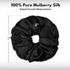 100% Pure Mulberry Silk Scrunchies  Handmade in USA  19 Momme 6A Grade Silk Hair Tie for Women & Girls  Gentle Elastic Ponytail Holder  No-Crease, Prevents Breakage & Frizz  Jumbo (Black) view 3