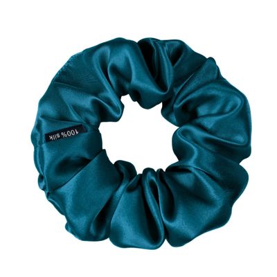 100% Pure Mulberry Silk Scrunchies  Handmade in USA  19 Momme 6A Grade Silk Hair Tie for Women & Girls  Gentle Elastic Ponytail Holder  No-Crease, Prevents Breakage & Frizz  Skinny (Deep Blue)