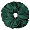 100% Pure Mulberry Silk Scrunchies  Handmade in USA  19 Momme 6A Grade Silk Hair Tie for Women & Girls  Gentle Elastic Ponytail Holder  No-Crease, Prevents Breakage & Frizz  Jumbo (Hunter Green) view 1