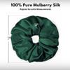 100% Pure Mulberry Silk Scrunchies  Handmade in USA  19 Momme 6A Grade Silk Hair Tie for Women & Girls  Gentle Elastic Ponytail Holder  No-Crease, Prevents Breakage & Frizz  Jumbo (Hunter Green) view 3