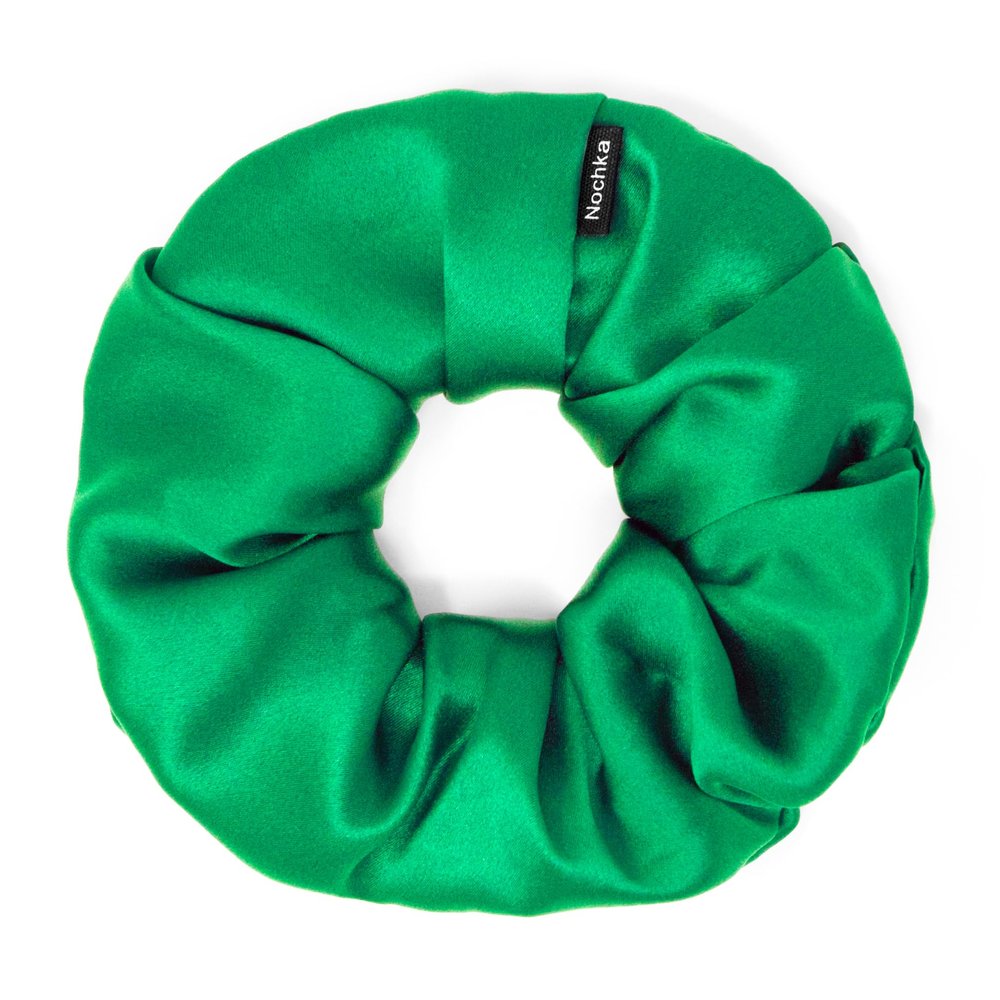 100% Pure Mulberry Silk Scrunchies Handmade in USA 19 Momme 6A Grade Silk Hair Tie for Women & Girls Gentle Elastic Ponytail Holder No-Crease, Prevents Breakage & Frizz Regular (Kelly Green)