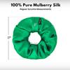 100% Pure Mulberry Silk Scrunchies Handmade in USA 19 Momme 6A Grade Silk Hair Tie for Women & Girls Gentle Elastic Ponytail Holder No-Crease, Prevents Breakage & Frizz Regular (Kelly Green) view 3