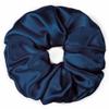 100% Pure Mulberry Silk Scrunchies  Handmade in USA  19 Momme 6A Grade Silk Hair Tie for Women & Girls  Gentle Elastic Ponytail Holder  No-Crease, Prevents Breakage & Frizz  Jumbo (Deep Blue) view 1