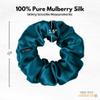 100% Pure Mulberry Silk Scrunchies  Handmade in USA  19 Momme 6A Grade Silk Hair Tie for Women & Girls  Gentle Elastic Ponytail Holder  No-Crease, Prevents Breakage & Frizz  Skinny (Deep Teal) view 3