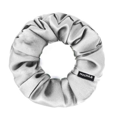 100% Pure Mulberry Silk Scrunchies  Handmade in USA  19 Momme 6A Grade Silk Hair Tie for Women & Girls  Gentle Elastic Ponytail Holder  No-Crease, Prevents Breakage & Frizz  Skinny (Silver)