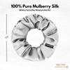 100% Pure Mulberry Silk Scrunchies  Handmade in USA  19 Momme 6A Grade Silk Hair Tie for Women & Girls  Gentle Elastic Ponytail Holder  No-Crease, Prevents Breakage & Frizz  Skinny (Silver) view 3