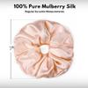 100% Pure Mulberry Silk Scrunchies  Handmade in USA  19 Momme 6A Grade Silk Hair Tie for Women & Girls  Gentle Elastic Ponytail Holder  No-Crease, Prevents Breakage & Frizz  Jumbo (Peach) view 3