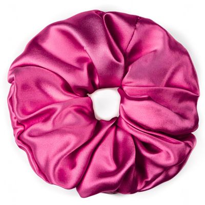 100% Pure Mulberry Silk Scrunchies  Handmade in USA  19 Momme 6A Grade Silk Hair Tie for Women & Girls  Gentle Elastic Ponytail Holder  No-Crease, Prevents Breakage & Frizz  Jumbo (Raspberry)