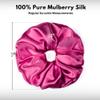 100% Pure Mulberry Silk Scrunchies  Handmade in USA  19 Momme 6A Grade Silk Hair Tie for Women & Girls  Gentle Elastic Ponytail Holder  No-Crease, Prevents Breakage & Frizz  Jumbo (Raspberry) view 3