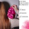 100% Pure Mulberry Silk Scrunchies  Handmade in USA  19 Momme 6A Grade Silk Hair Tie for Women & Girls  Gentle Elastic Ponytail Holder  No-Crease, Prevents Breakage & Frizz  Jumbo (Raspberry) view 4