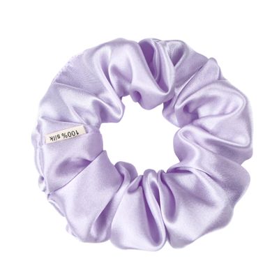 100% Pure Mulberry Silk Scrunchies  Handmade in USA  19 Momme 6A Grade Silk Hair Tie for Women & Girls  Gentle Elastic Ponytail Holder  No-Crease, Prevents Breakage & Frizz  Skinny (Lavender)