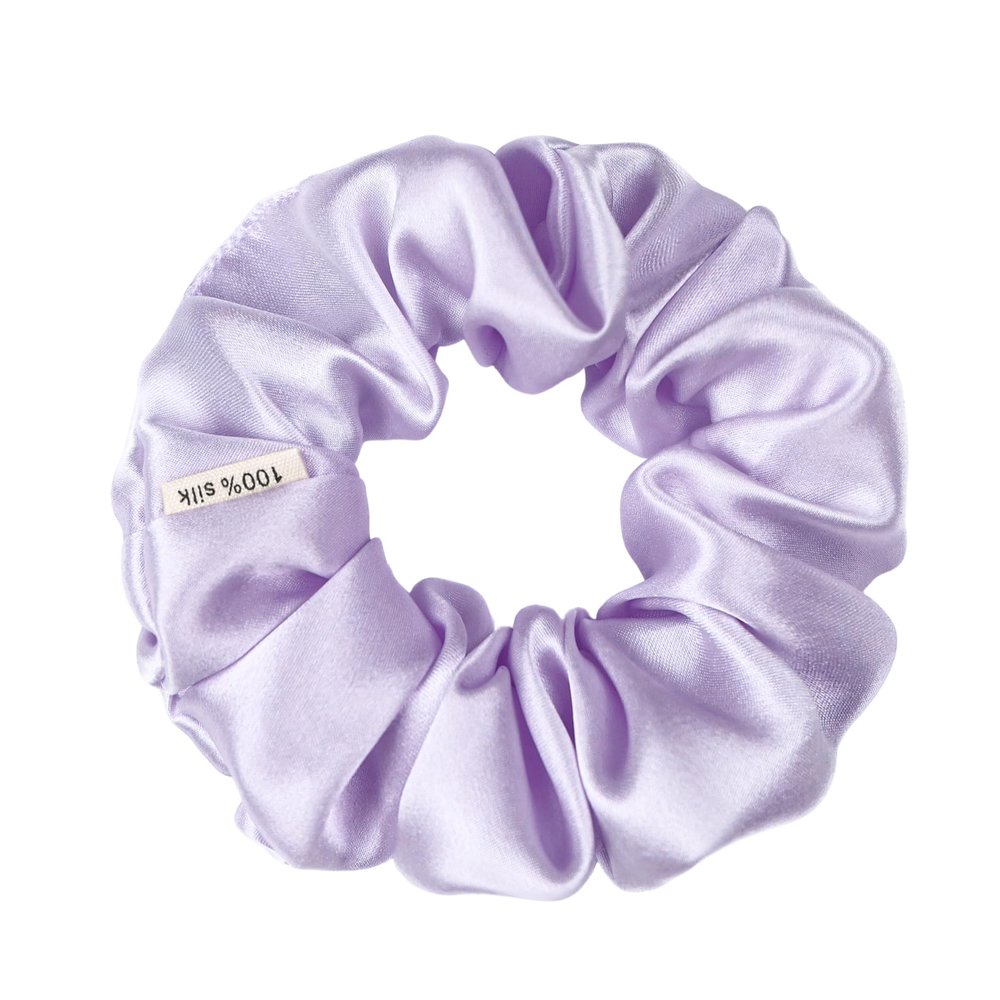 100% Pure Mulberry Silk Scrunchies  Handmade in USA  19 Momme 6A Grade Silk Hair Tie for Women & Girls  Gentle Elastic Ponytail Holder  No-Crease, Prevents Breakage & Frizz  Skinny (Lavender)