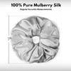 100% Pure Mulberry Silk Scrunchies  Handmade in USA  19 Momme 6A Grade Silk Hair Tie for Women & Girls  Gentle Elastic Ponytail Holder  No-Crease, Prevents Breakage & Frizz  Jumbo (Silver) view 3