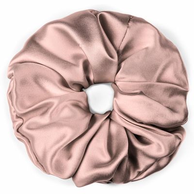 100% Pure Mulberry Silk Scrunchies  Handmade in USA  19 Momme 6A Grade Silk Hair Tie for Women & Girls  Gentle Elastic Ponytail Holder  No-Crease, Prevents Breakage & Frizz  Jumbo (Pale Mauve)