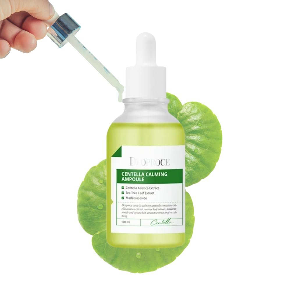 Deoproce Centella Calming Ampoule Serum for Sensitive Skin Soothes Acne Rosacea Oily & Asiatica Reducing redness Korean Skincare Facial Serum 3.4 Fl oz