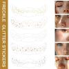 12PCS Glitter Freckles Temporary Tattoos, Gold, Silver, Brown, Pink, and Holographic Fake Tattoo Stickers, Hearts, Dots, Stars, Broken Diamonds, Snowflake Patterns, 6 in  2 in, Combinable view 3