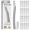 Jia Dermaplane Facial Metal Razor in Sleek Silver with 20 Swiss-Made Replacement Blades  Eyebrow Trimmer & Face Shaver for Women and Men, Peach Fuzz & Dead Skin Cell Removal Tool view 1