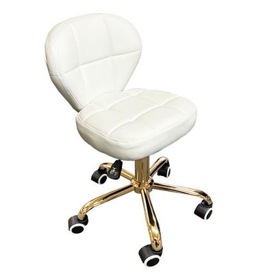 VTD Bar Stool with Golden Base Modern Luxury Style Spa Salon Pedicure HIGH Chair Adjustable 18.5'' to 24.5'' Height Upgrade 2025 in Black/Cappuccino/White/Grey/Dark Brown (White)
