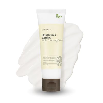 All Natural Houttuynia Cordata Soothing Cream - Lightweight Hydration, Sebum Control and Redness Relief Calming Heartleaf Moisturizer for Sensitive Skin, Vegan Skincare (2.53Fl. Oz)