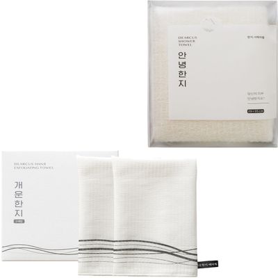 DEARCUS Korean Exfoliating Washcloth Towel 2Pcs + Bath Shower Towel1 Pack Bundle