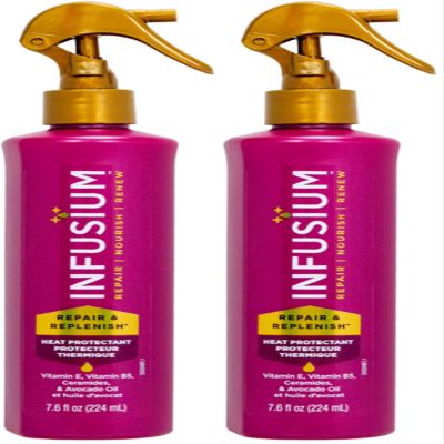 Infusium Repair and Replenish Heat Protector - Nourishing Heat Protection Spray for Hair with Vitamin E and Avocado Oil - Moisture Lock - 7.6 oz (Pack of 2)