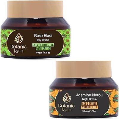 h Organic Face Moisturizer with SPF with Rose Eladi and Night Cream with Jasmine Neroli Natural Ayurveda Products Suitable for All Skin Types, for Women and Men