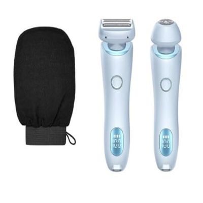 LUSTRA FASHION 2-in-1 Bikini Trimmer & Electric Razor for Women  IPX7 Waterproof, Hypoallergenic Blades, LED Display, Cordless Wet/Dry Use  Legs, Underarms, Bikini Line & Pubic Hair Trimmer