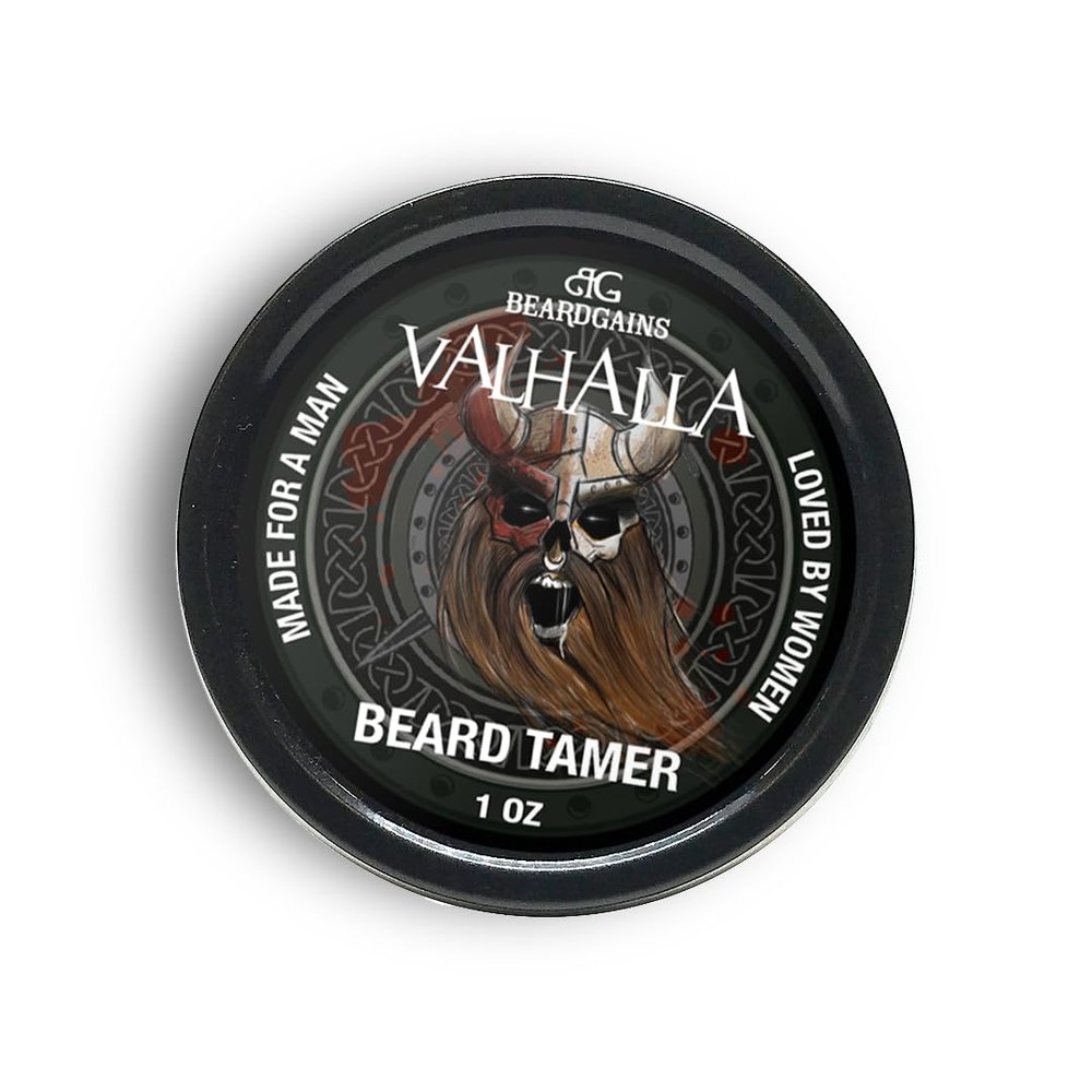 Beard Gains Organic Beard Tamer Tinted Wax: shape, style & groom facial hair with natural hold. Easy wash-out, all-day control. For all beard types (Valhalla Black)
